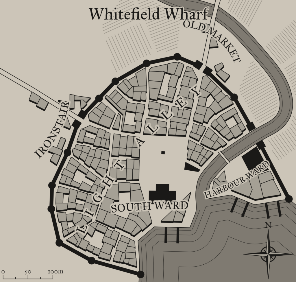 The town of Whitefield Wharf, mapped. 